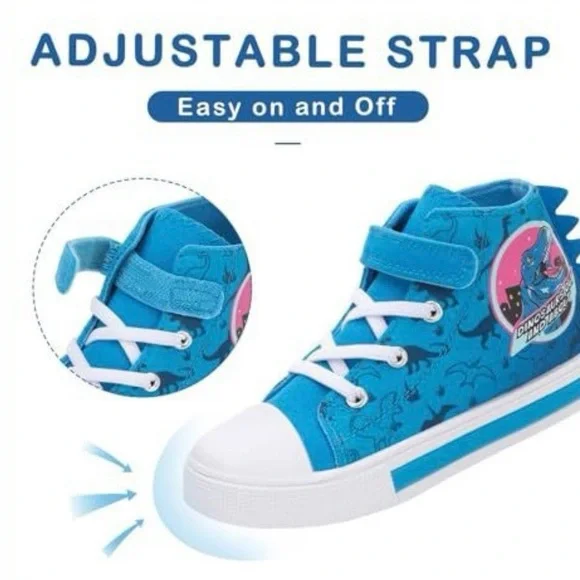 Kids Blue Dinosaur Light-Up Sneakers - Picture 4 of 5